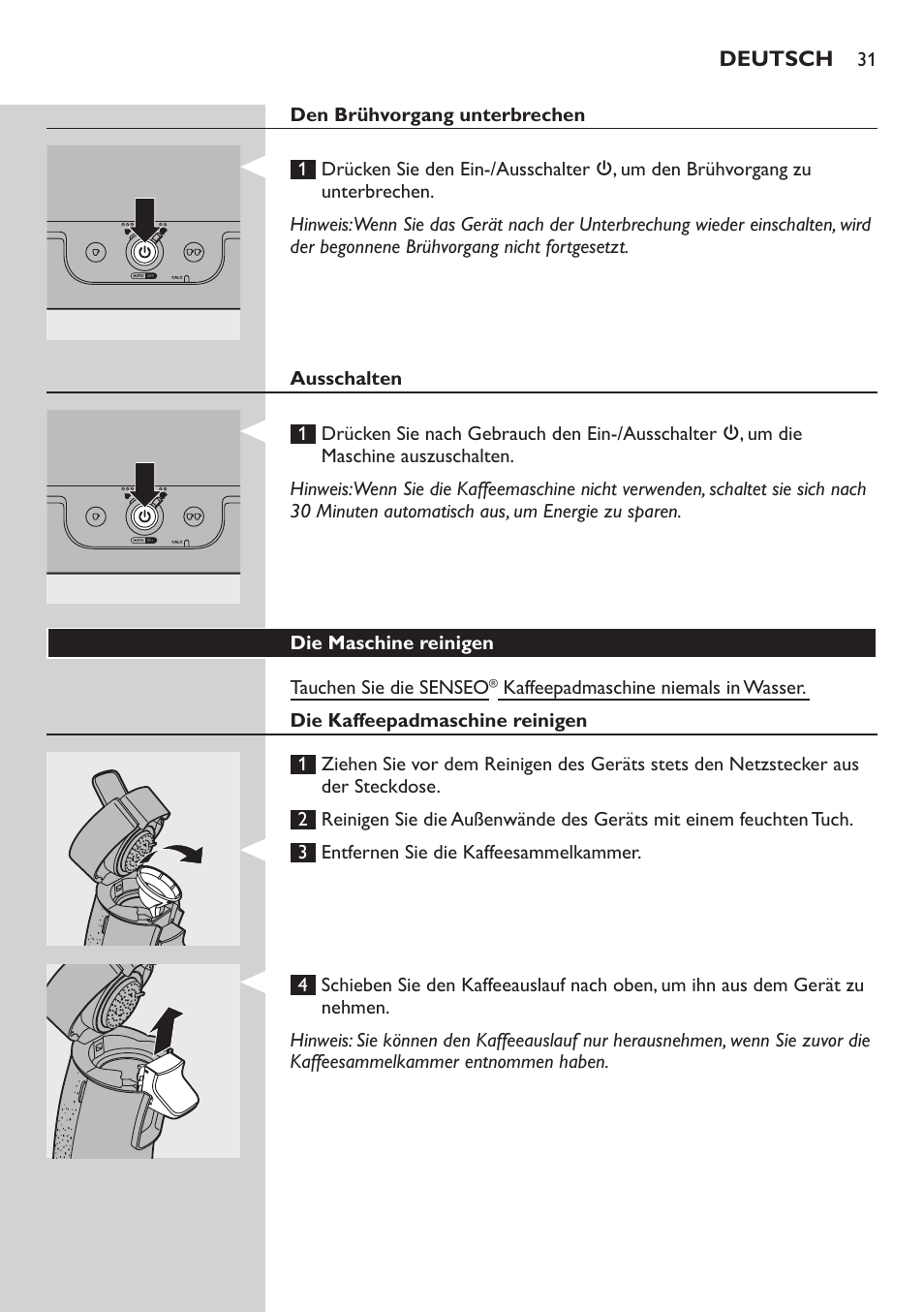 Philips SENSEO® Viva Café Kaffeepadmaschine User Manual | Page 31 / 78