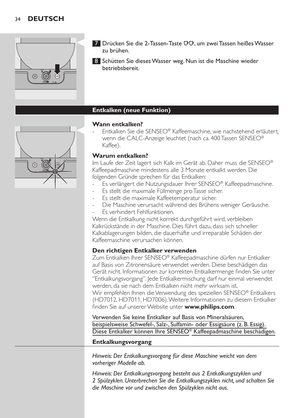 Philips SENSEO® Viva Café Kaffeepadmaschine User Manual | Page 34 / 78
