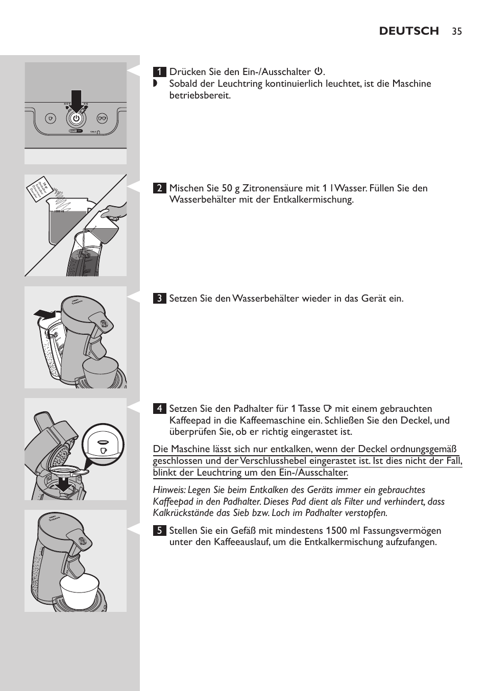 Philips SENSEO® Viva Café Kaffeepadmaschine User Manual | Page 35 / 78