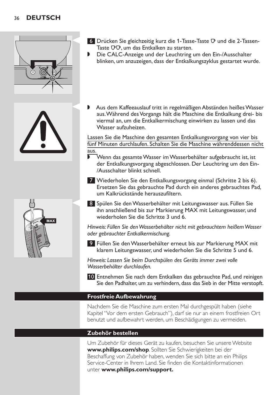 Philips SENSEO® Viva Café Kaffeepadmaschine User Manual | Page 36 / 78