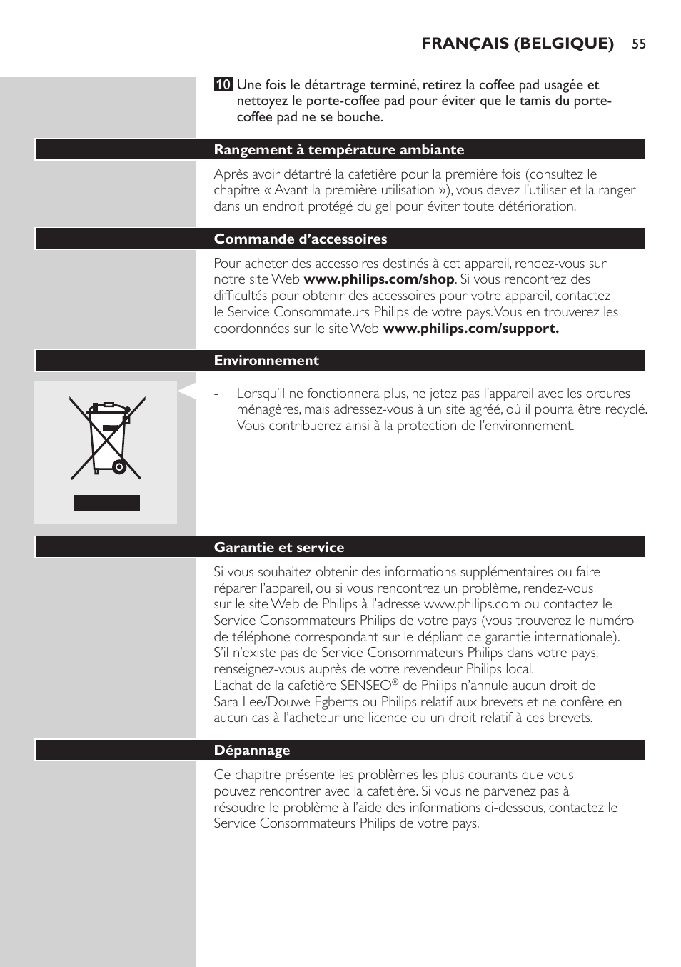 Philips SENSEO® Viva Café Kaffeepadmaschine User Manual | Page 55 / 78
