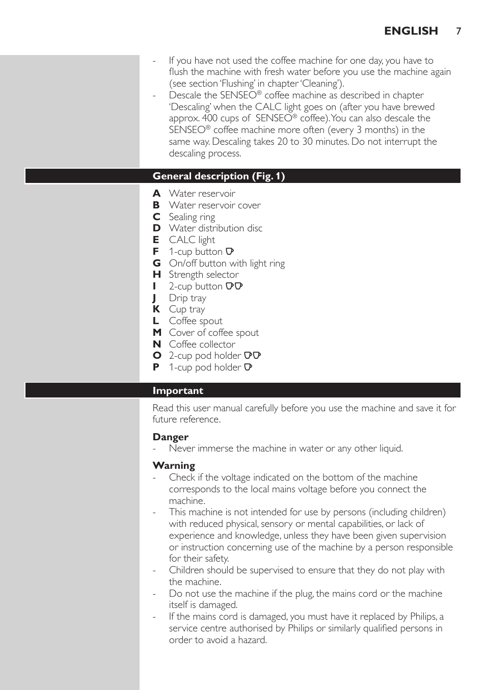Philips SENSEO® Viva Café Kaffeepadmaschine User Manual | Page 7 / 78
