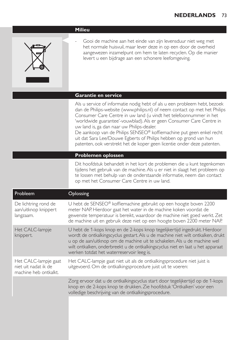 Philips SENSEO® Viva Café Kaffeepadmaschine User Manual | Page 73 / 78