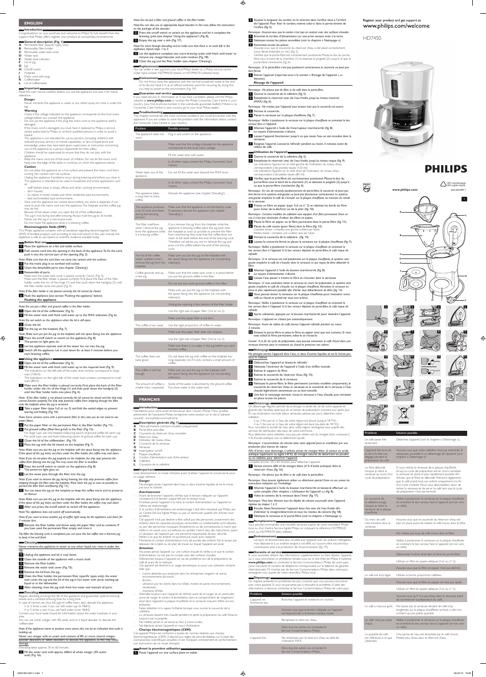 Philips Daily Collection Kaffeemaschine User Manual | 2 pages