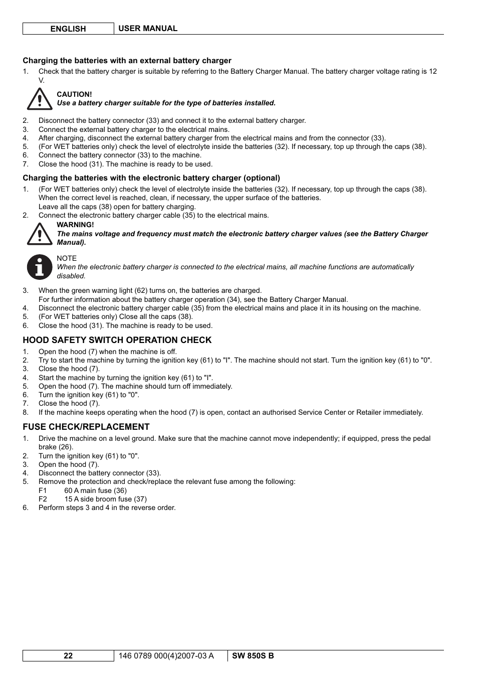 Nilfisk-ALTO SW 850S B User Manual | Page 73 / 104