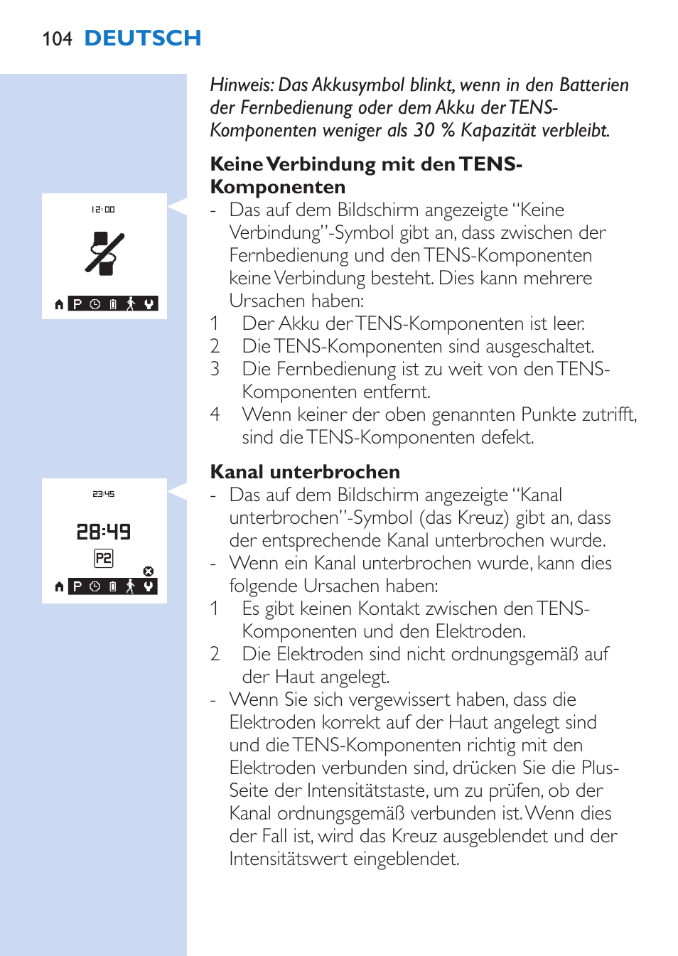 Philips TensRelief 12 selbstklebende Elektroden User Manual | Page 104 / 236