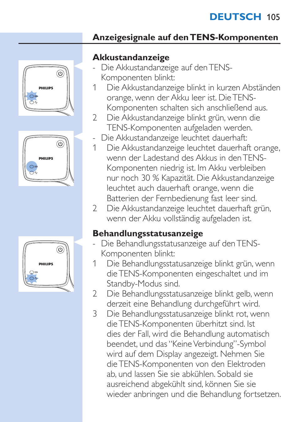 Philips TensRelief 12 selbstklebende Elektroden User Manual | Page 105 / 236