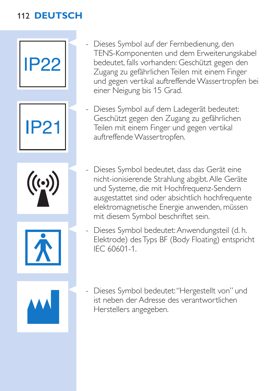 Philips TensRelief 12 selbstklebende Elektroden User Manual | Page 112 / 236