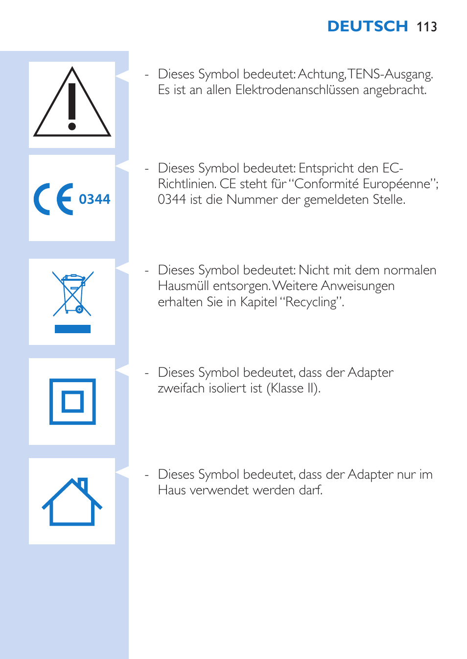 Philips TensRelief 12 selbstklebende Elektroden User Manual | Page 113 / 236