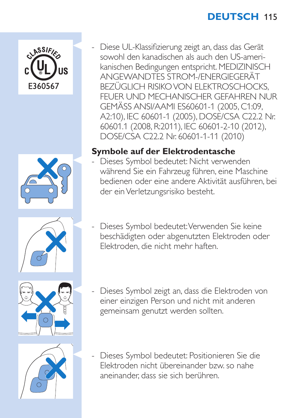 Philips TensRelief 12 selbstklebende Elektroden User Manual | Page 115 / 236