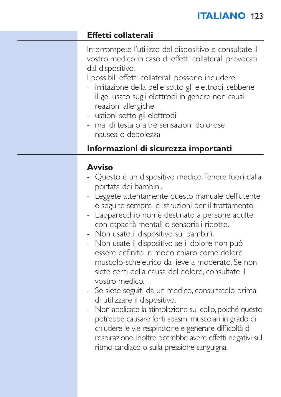 Philips TensRelief 12 selbstklebende Elektroden User Manual | Page 123 / 236