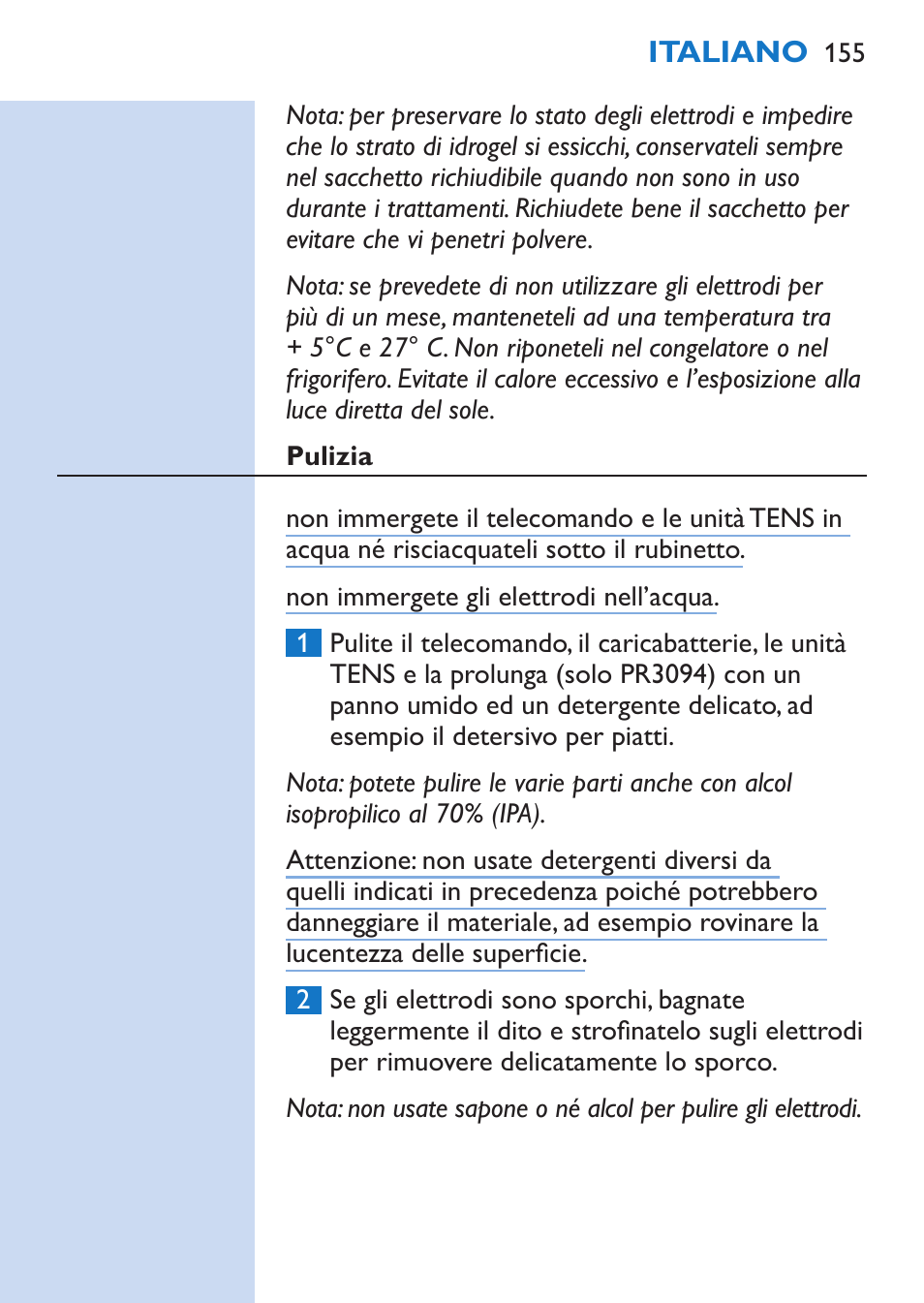 Philips TensRelief 12 selbstklebende Elektroden User Manual | Page 155 / 236