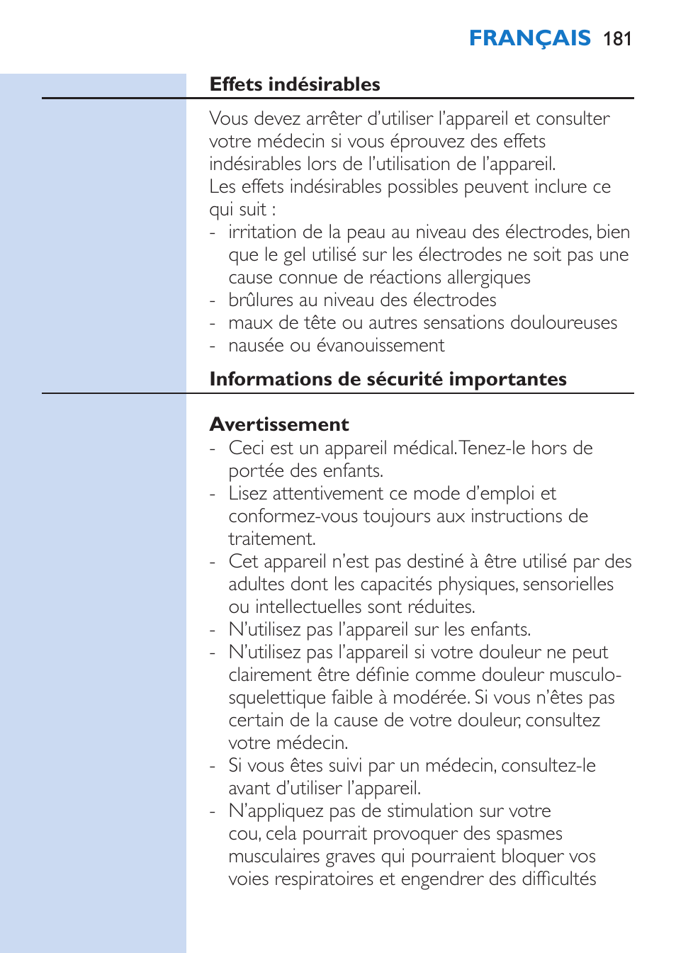 Philips TensRelief 12 selbstklebende Elektroden User Manual | Page 181 / 236