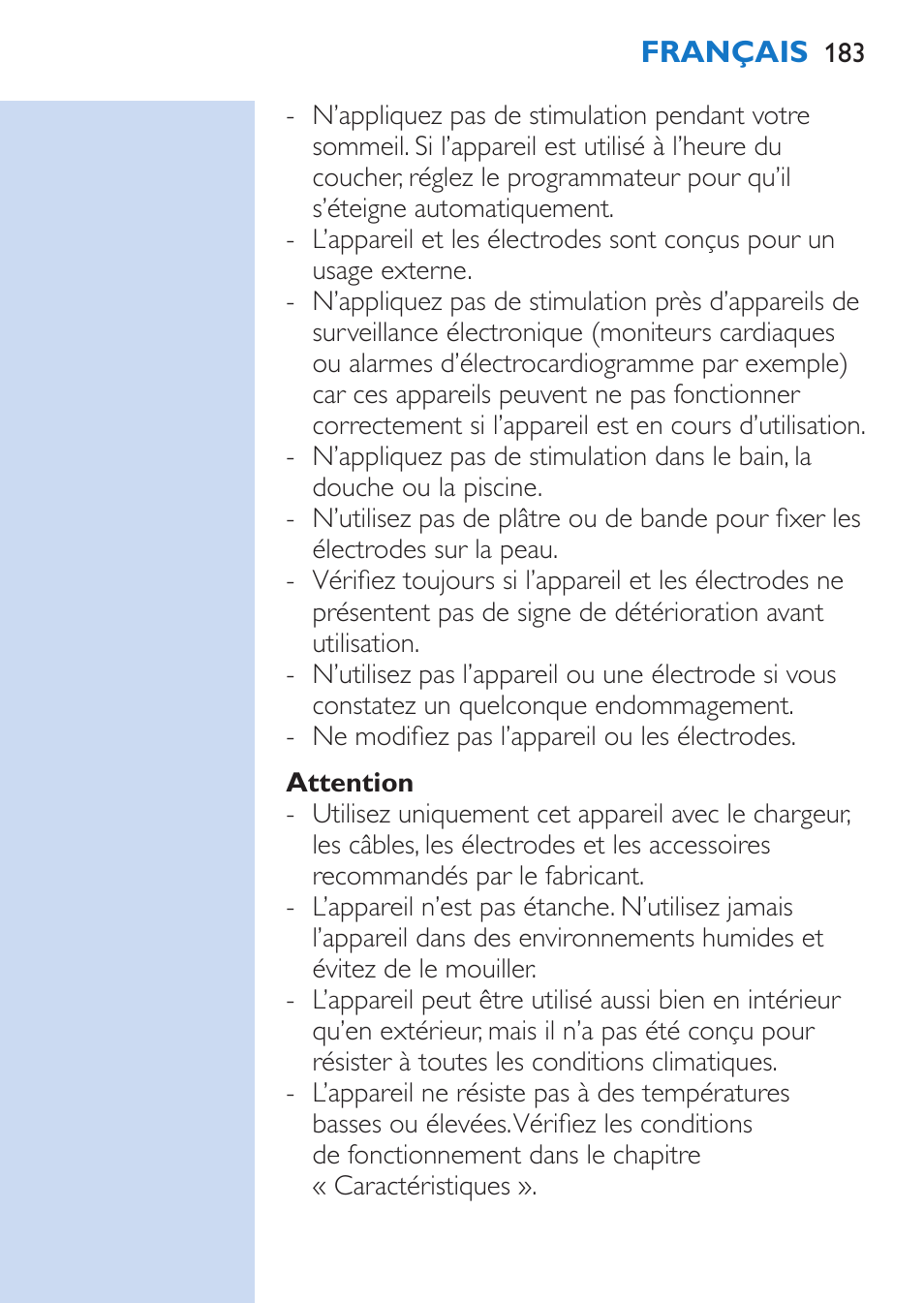 Philips TensRelief 12 selbstklebende Elektroden User Manual | Page 183 / 236