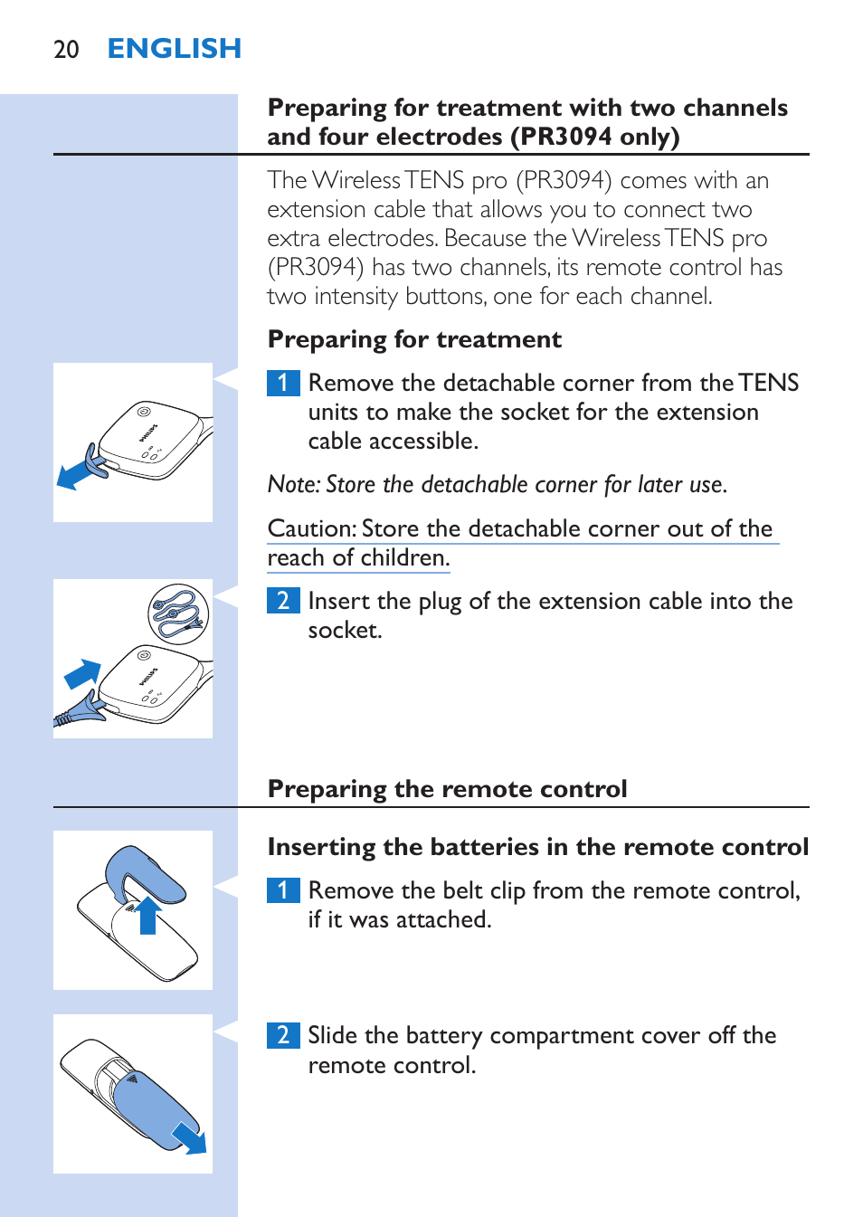 Philips TensRelief 12 selbstklebende Elektroden User Manual | Page 20 / 236