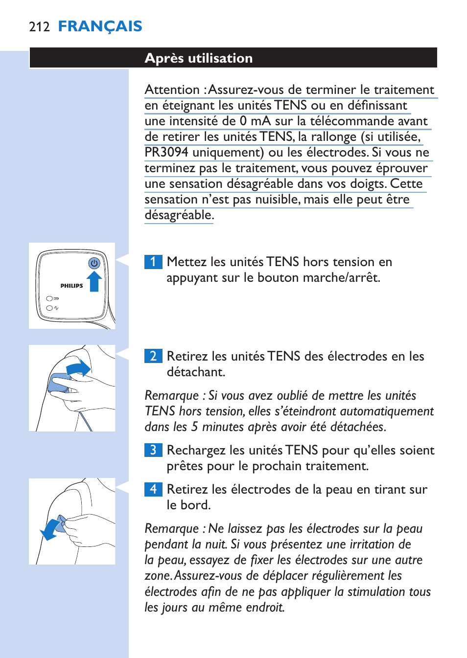 Philips TensRelief 12 selbstklebende Elektroden User Manual | Page 212 / 236