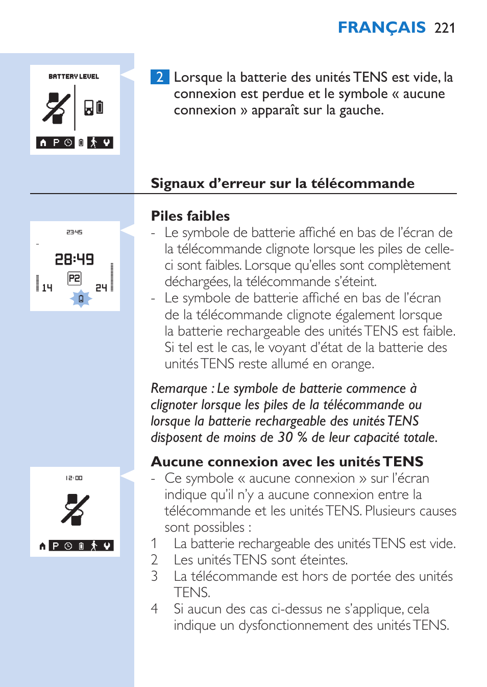 Philips TensRelief 12 selbstklebende Elektroden User Manual | Page 221 / 236