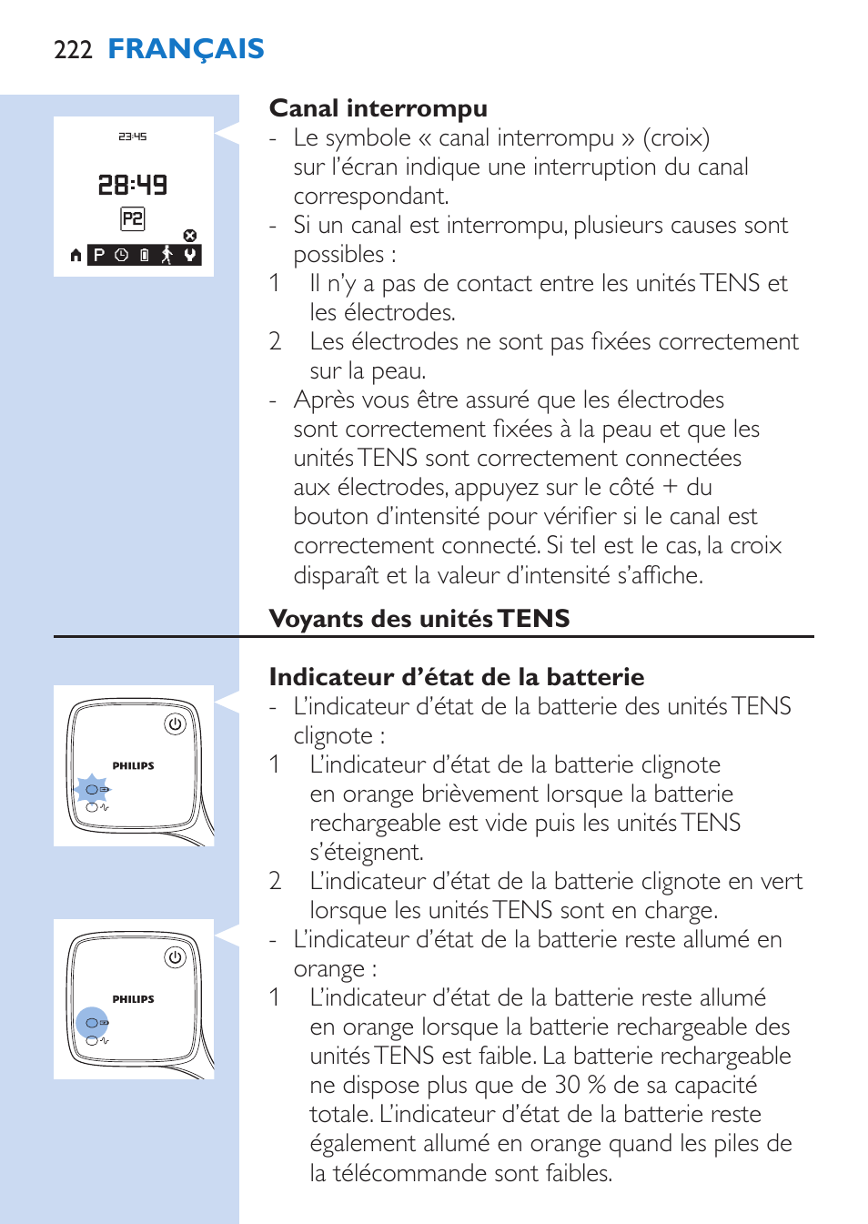 Philips TensRelief 12 selbstklebende Elektroden User Manual | Page 222 / 236