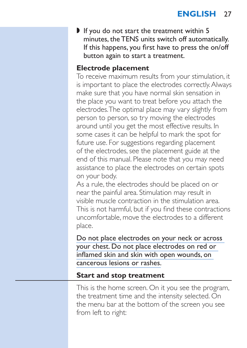 Philips TensRelief 12 selbstklebende Elektroden User Manual | Page 27 / 236