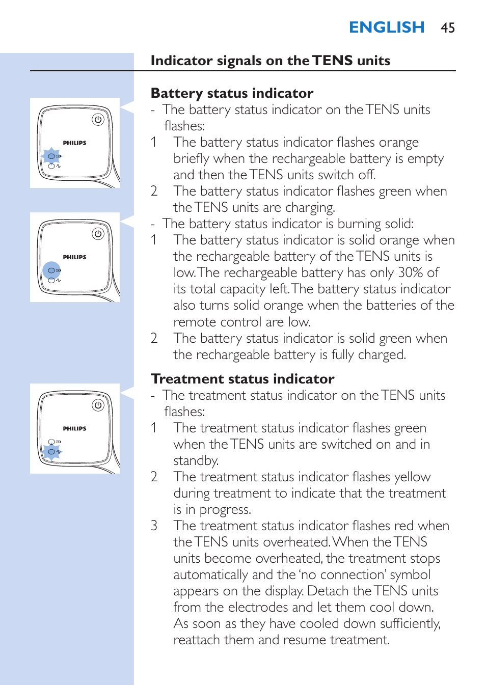 Philips TensRelief 12 selbstklebende Elektroden User Manual | Page 45 / 236