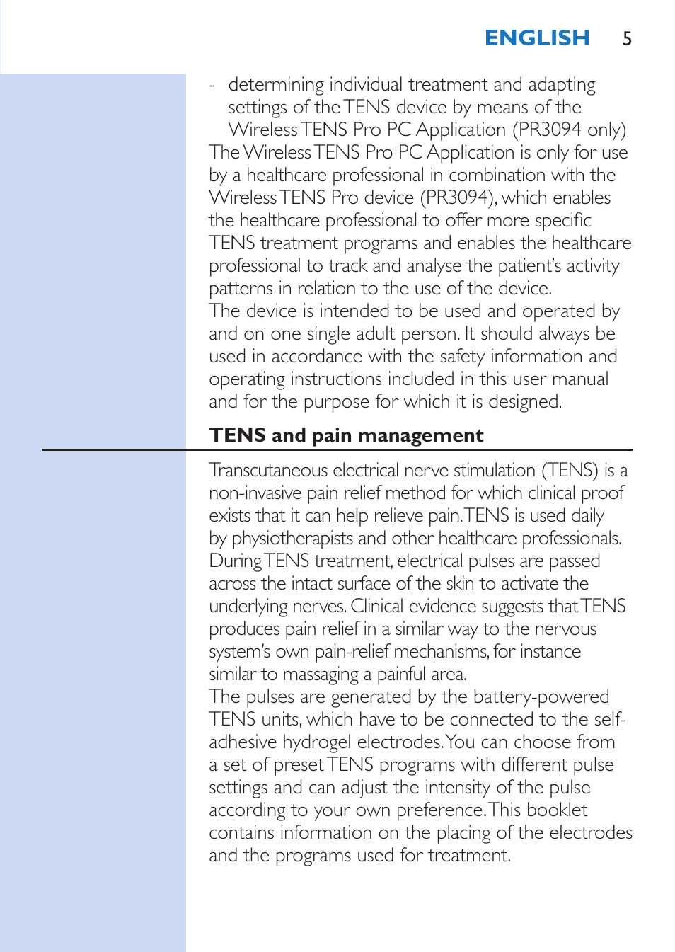 Philips TensRelief 12 selbstklebende Elektroden User Manual | Page 5 / 236