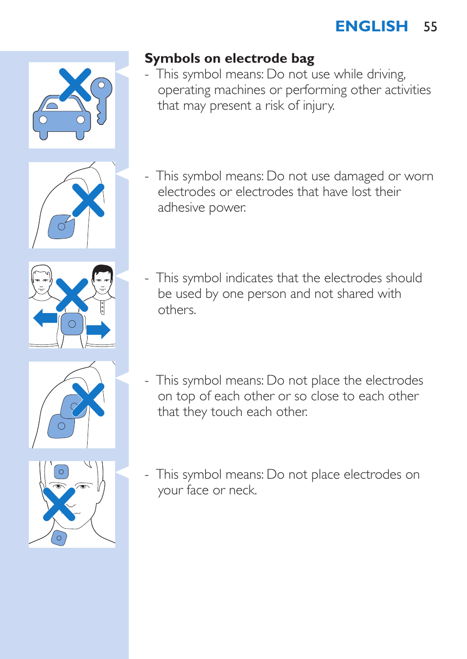 Philips TensRelief 12 selbstklebende Elektroden User Manual | Page 55 / 236