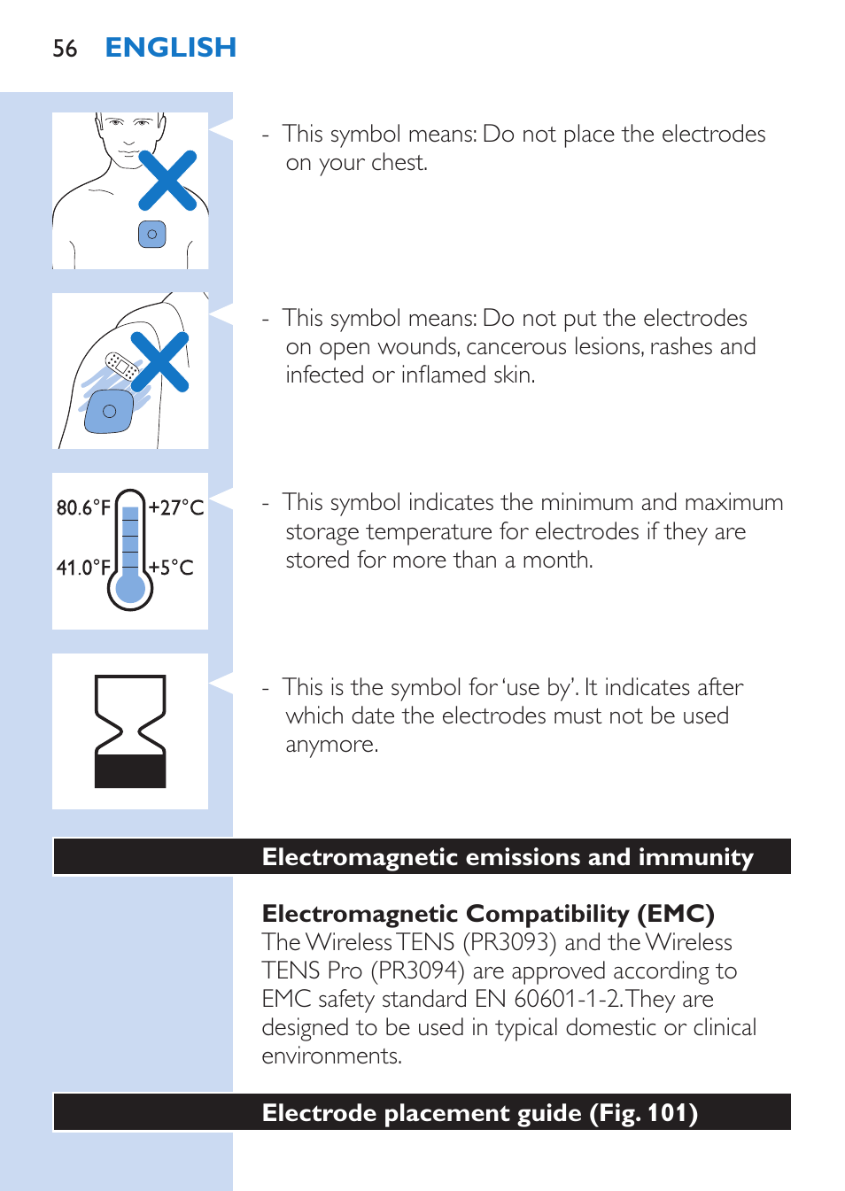 Philips TensRelief 12 selbstklebende Elektroden User Manual | Page 56 / 236