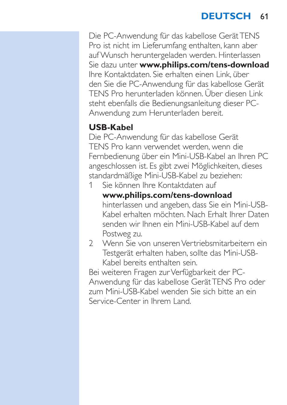 Philips TensRelief 12 selbstklebende Elektroden User Manual | Page 61 / 236