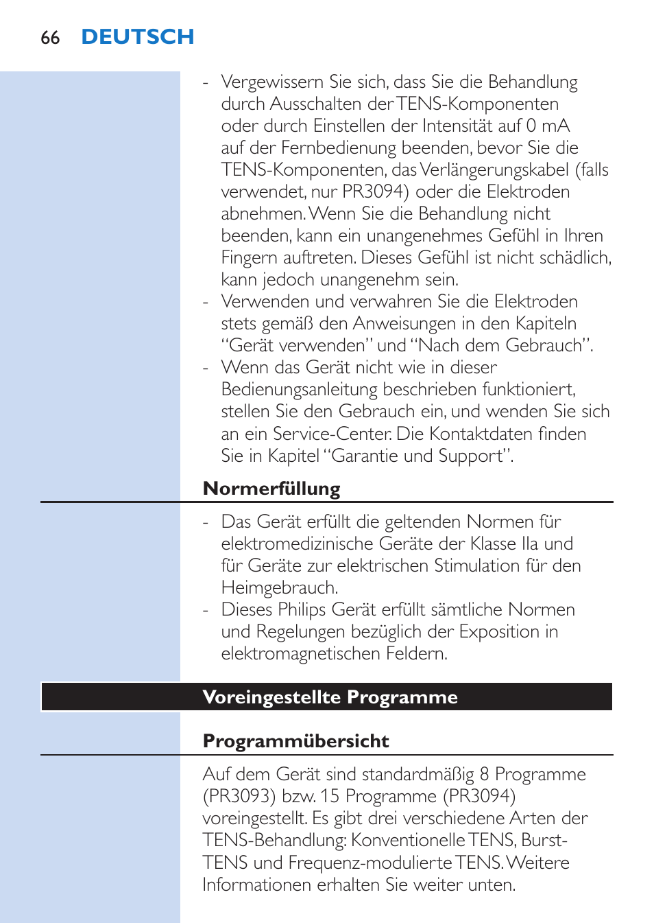 Philips TensRelief 12 selbstklebende Elektroden User Manual | Page 66 / 236