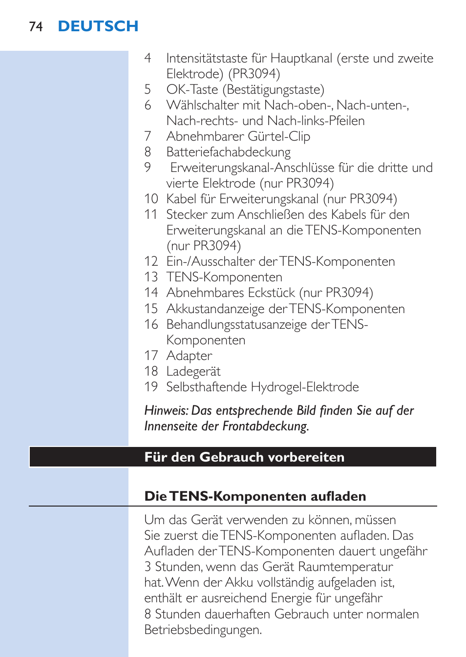 Philips TensRelief 12 selbstklebende Elektroden User Manual | Page 74 / 236