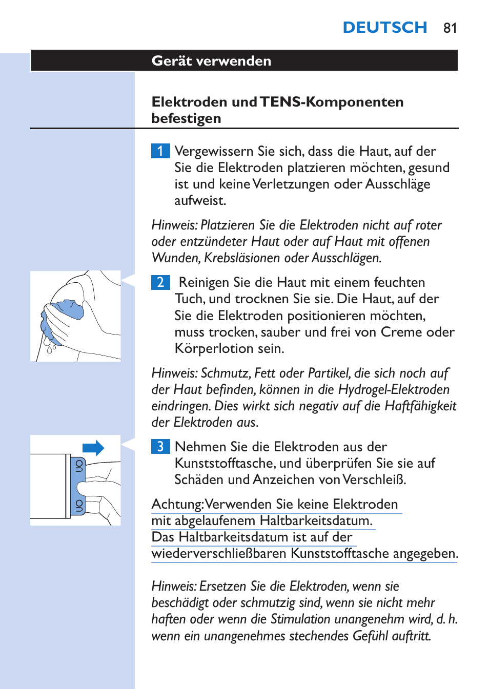 Philips TensRelief 12 selbstklebende Elektroden User Manual | Page 81 / 236