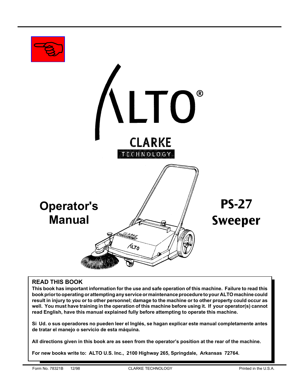 Nilfisk-ALTO Sweeper PS-27 User Manual | 12 pages