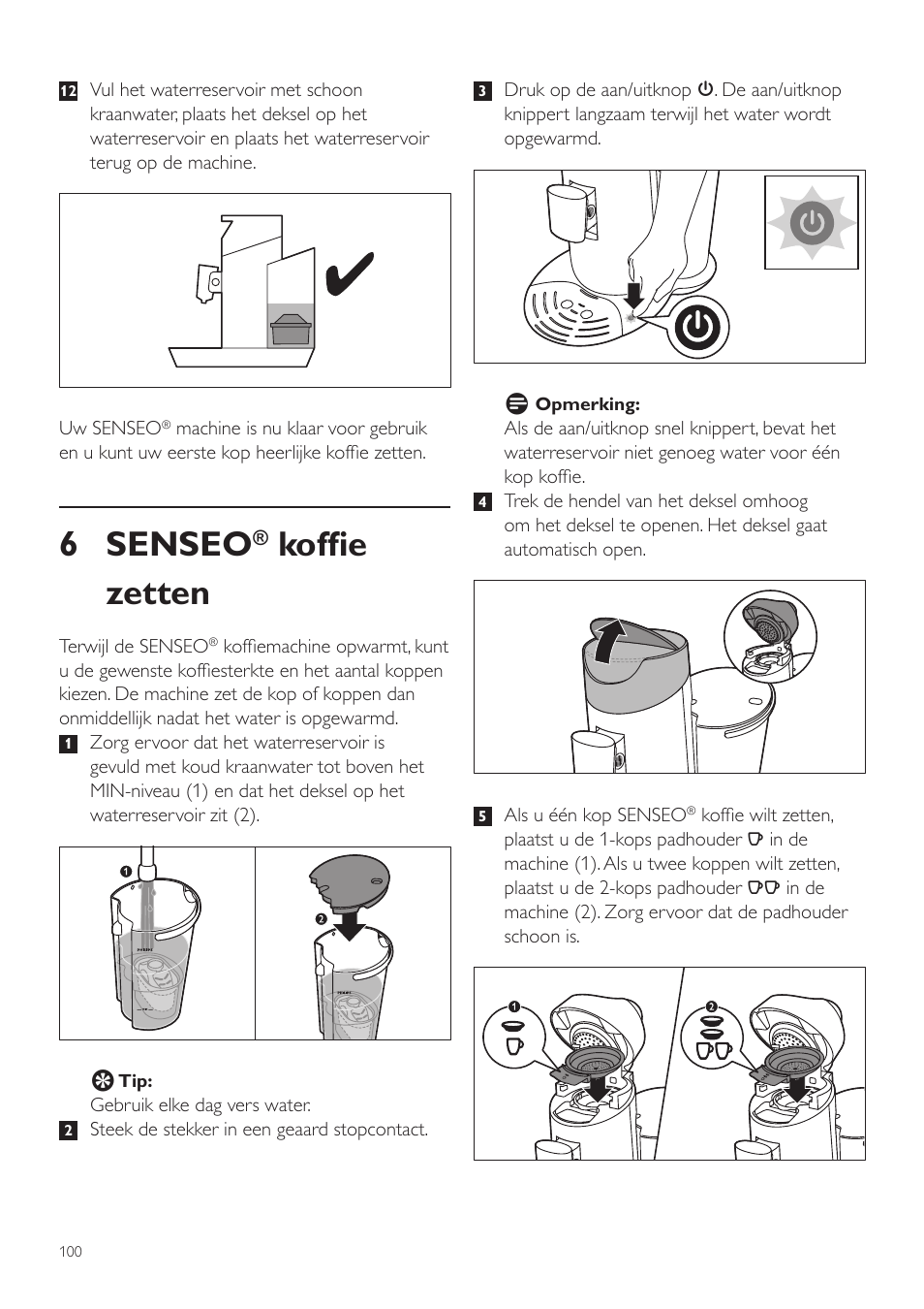 6 senseo, Koffie zetten | Philips SENSEO® Twist Kaffeepadmaschine User Manual | Page 100 / 138
