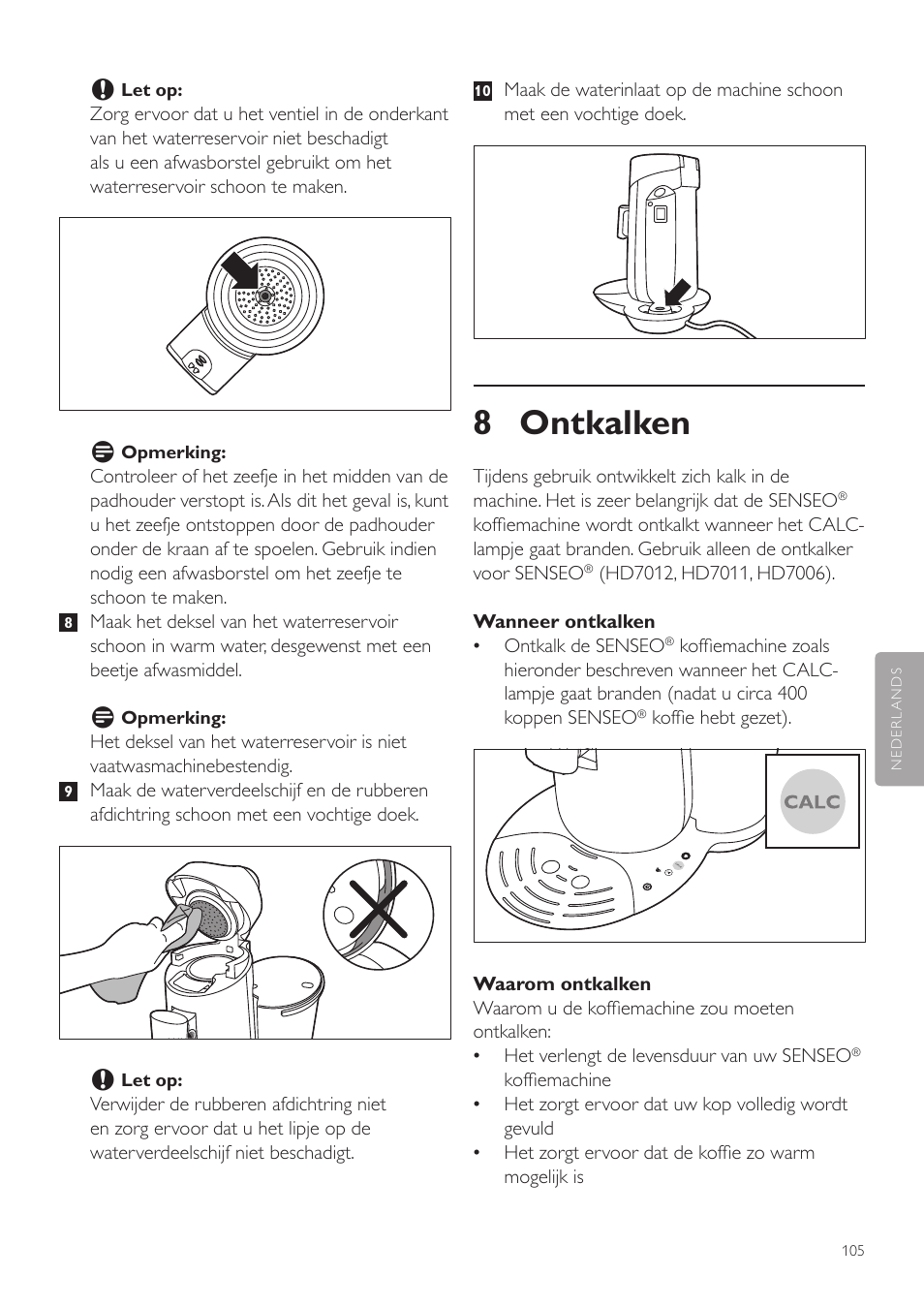8 ontkalken | Philips SENSEO® Twist Kaffeepadmaschine User Manual | Page 105 / 138
