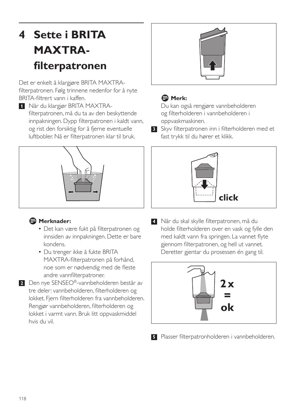 4 sette i brita maxtra- filterpatronen | Philips SENSEO® Twist Kaffeepadmaschine User Manual | Page 118 / 138