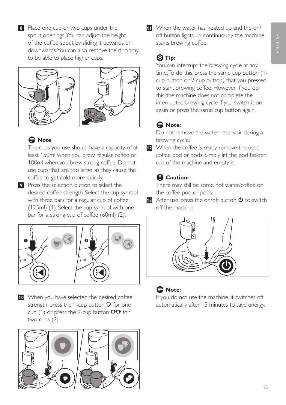 Philips SENSEO® Twist Kaffeepadmaschine User Manual | Page 13 / 138
