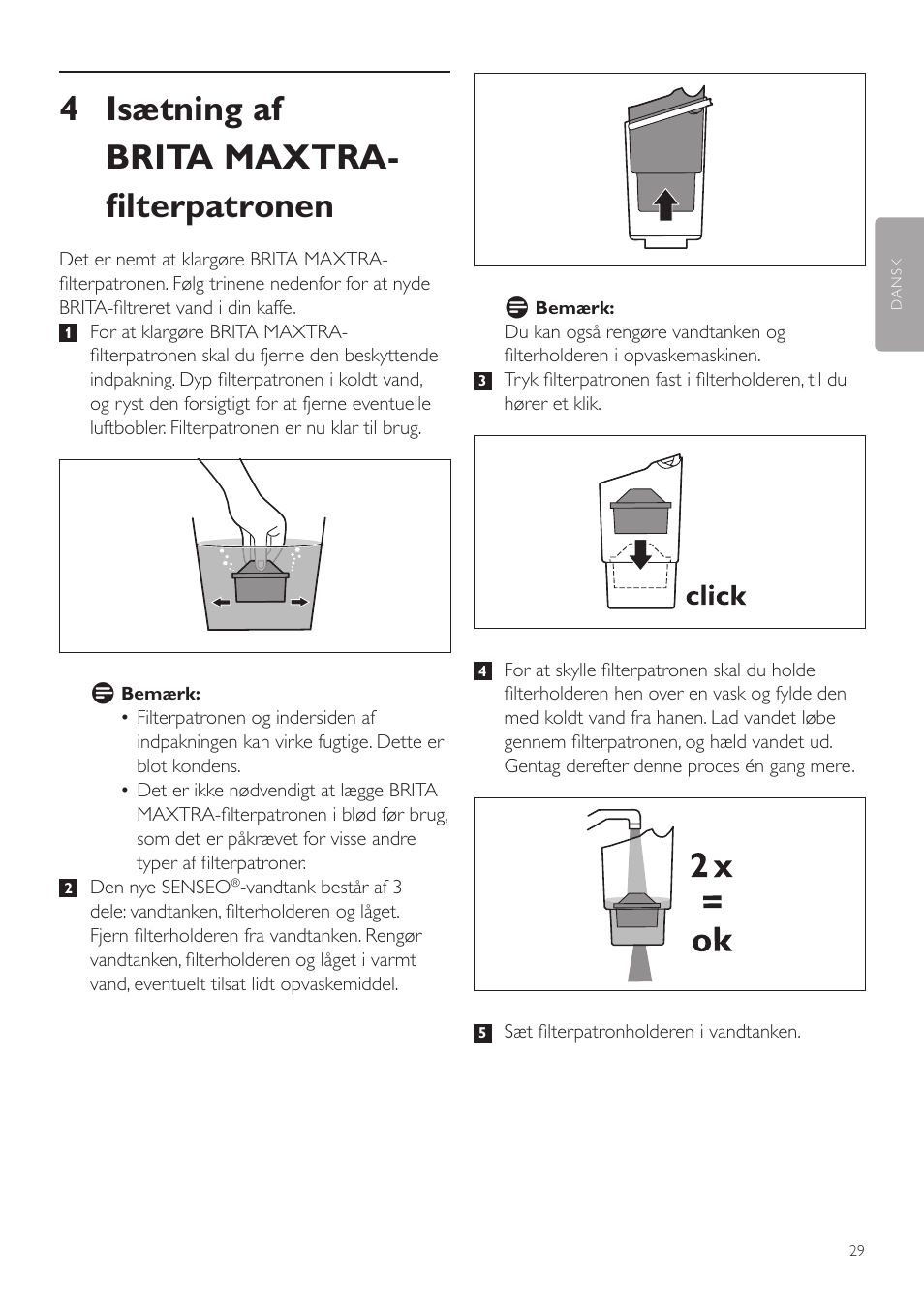4 isætning af brita maxtra- filterpatronen | Philips SENSEO® Twist Kaffeepadmaschine User Manual | Page 29 / 138
