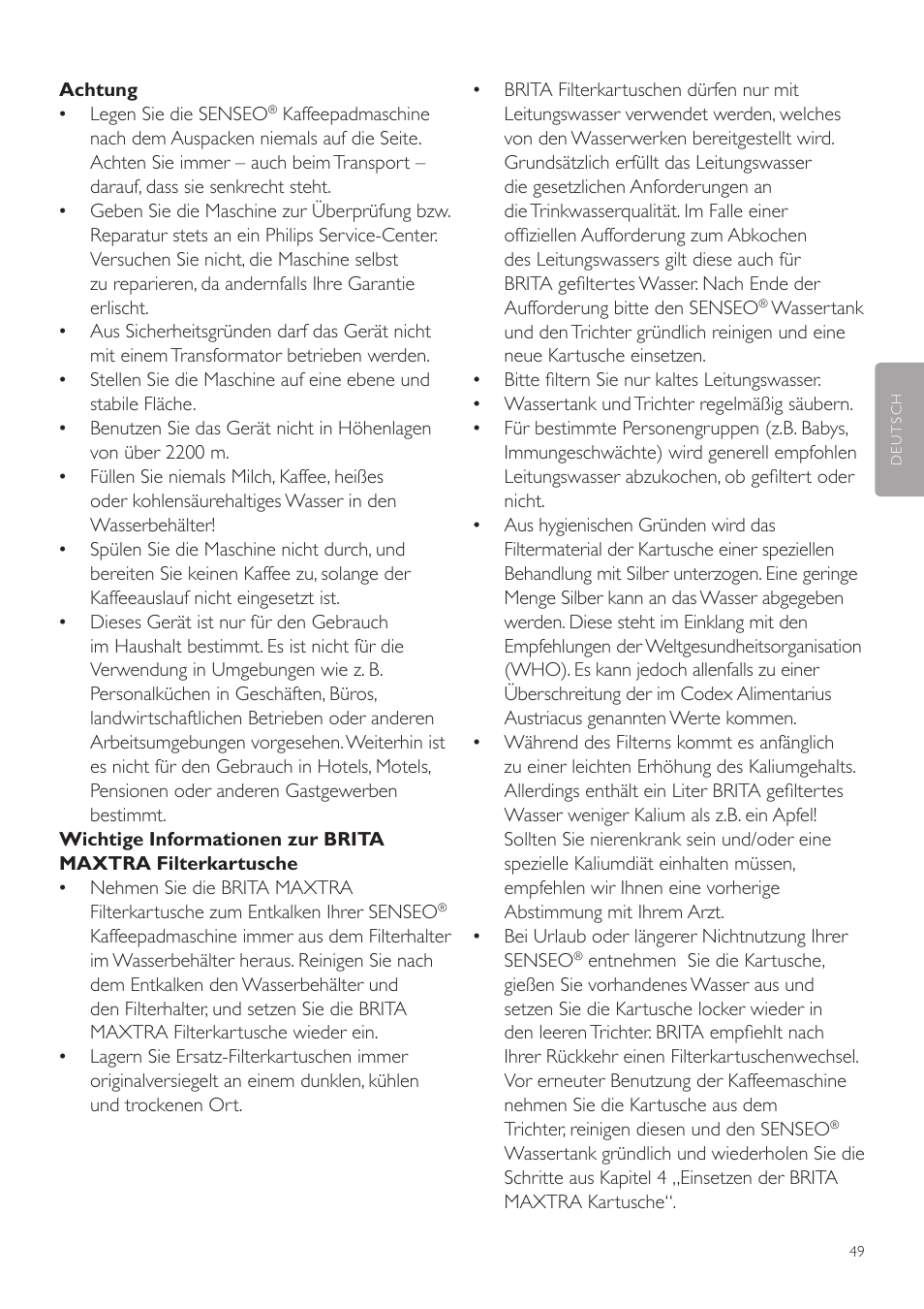 Philips SENSEO® Twist Kaffeepadmaschine User Manual | Page 49 / 138