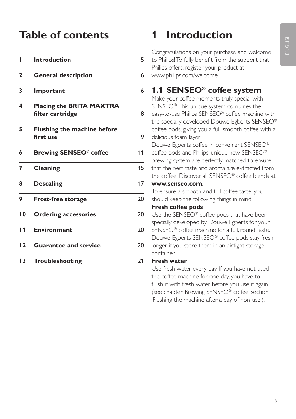 Philips SENSEO® Twist Kaffeepadmaschine User Manual | Page 5 / 138