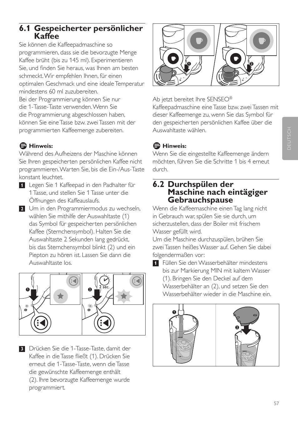 1 gespeicherter persönlicher kaffee | Philips SENSEO® Twist Kaffeepadmaschine User Manual | Page 57 / 138