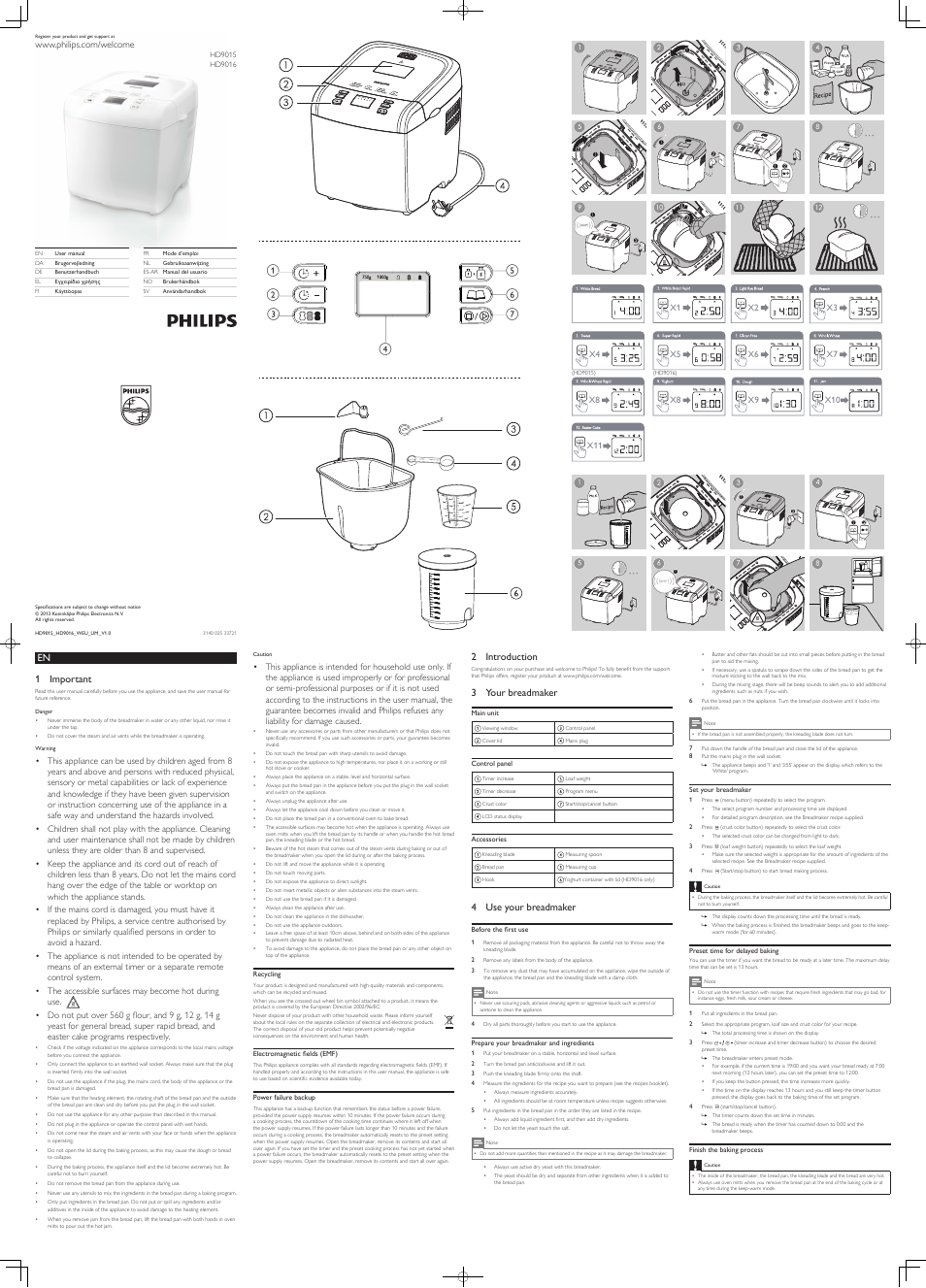 Philips Daily Collection Brotbackautomat User Manual | 8 pages
