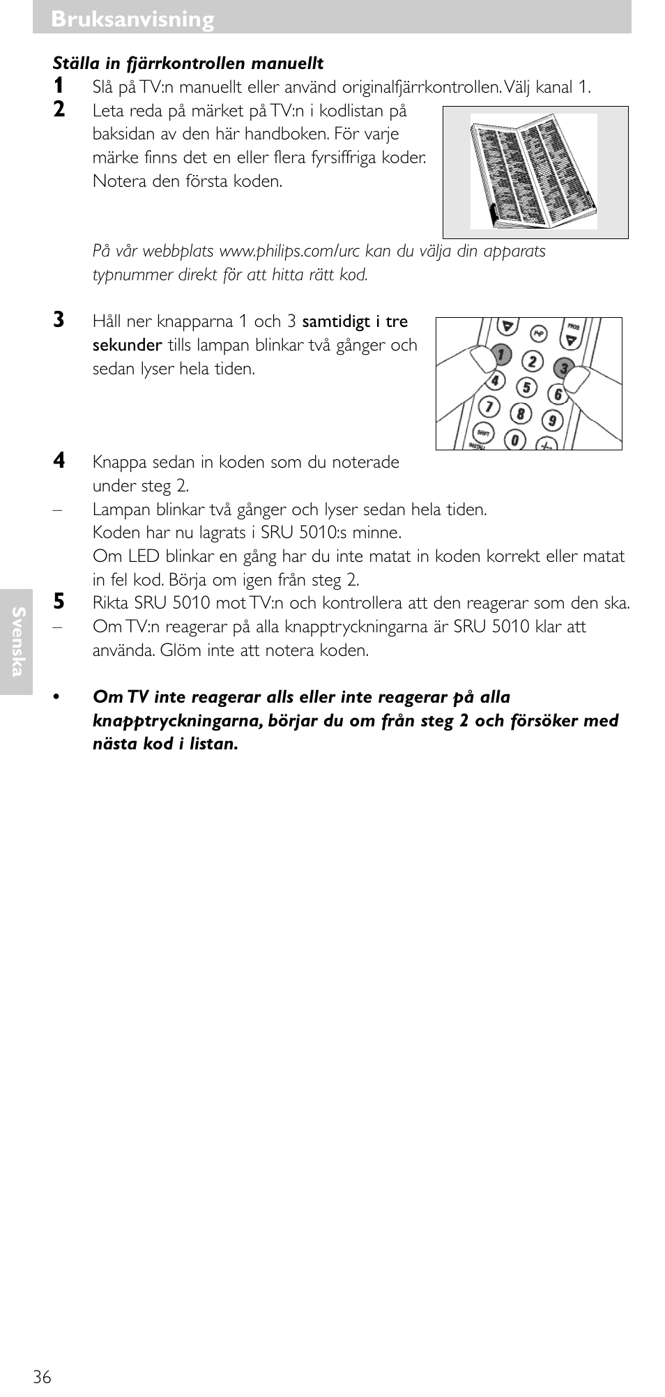 Bruksanvisning | Philips Universal-Fernbedienung User Manual | Page 35 / 63