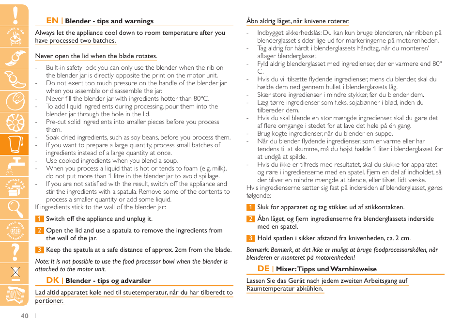 Philips Küchenmaschine User Manual | Page 40 / 88