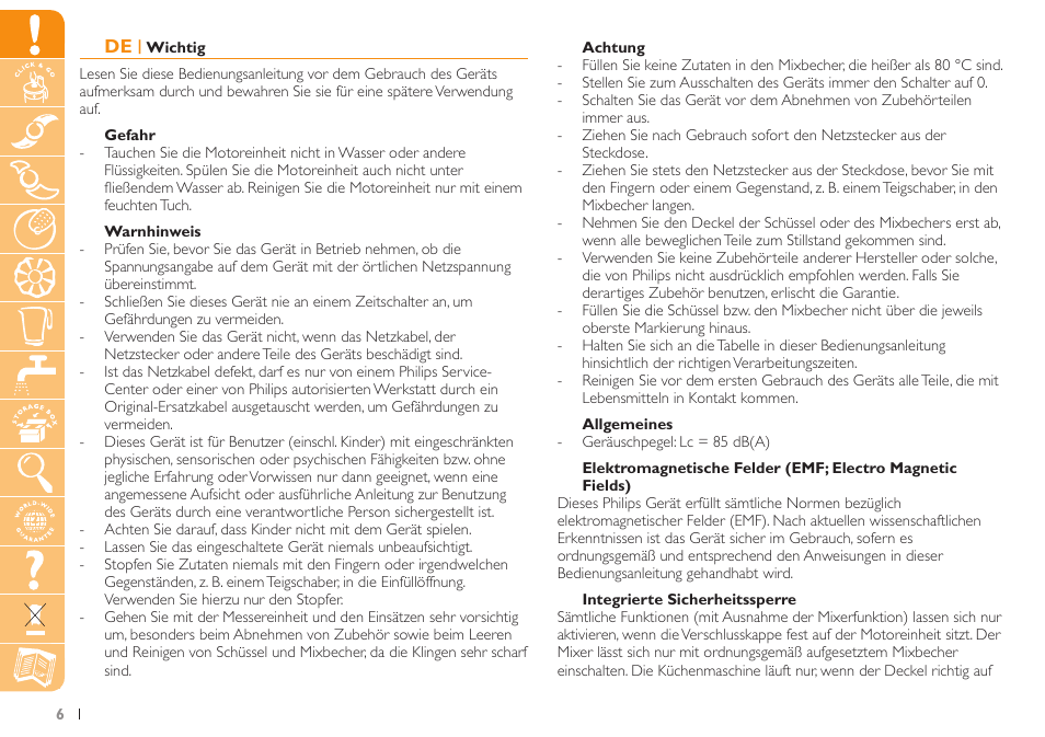 Philips Küchenmaschine User Manual | Page 6 / 88