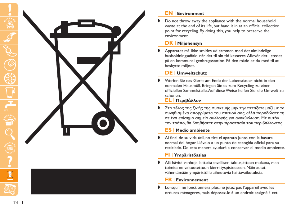 Philips Küchenmaschine User Manual | Page 74 / 88