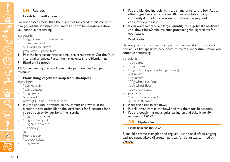 Philips Küchenmaschine User Manual | Page 76 / 88