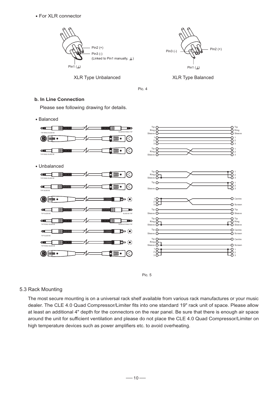 3 rack ounting m, Unbalanced, Balanced | Pic. 4 pic. 5 | Nilfisk-ALTO CLE4.0 User Manual | Page 11 / 14