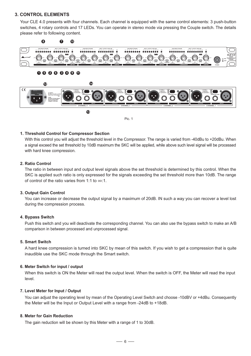 Control elements, Pic. 1, Cle 4.0 | Nilfisk-ALTO CLE4.0 User Manual | Page 7 / 14