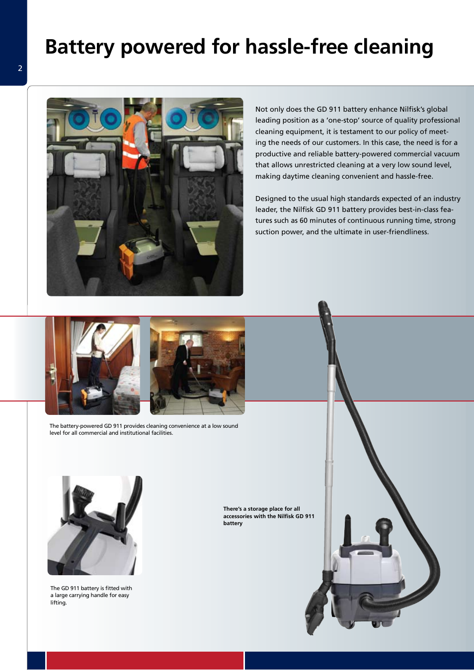 Battery powered for hassle-free cleaning | Nilfisk-ALTO GD 911 Battery User Manual | Page 3 / 4