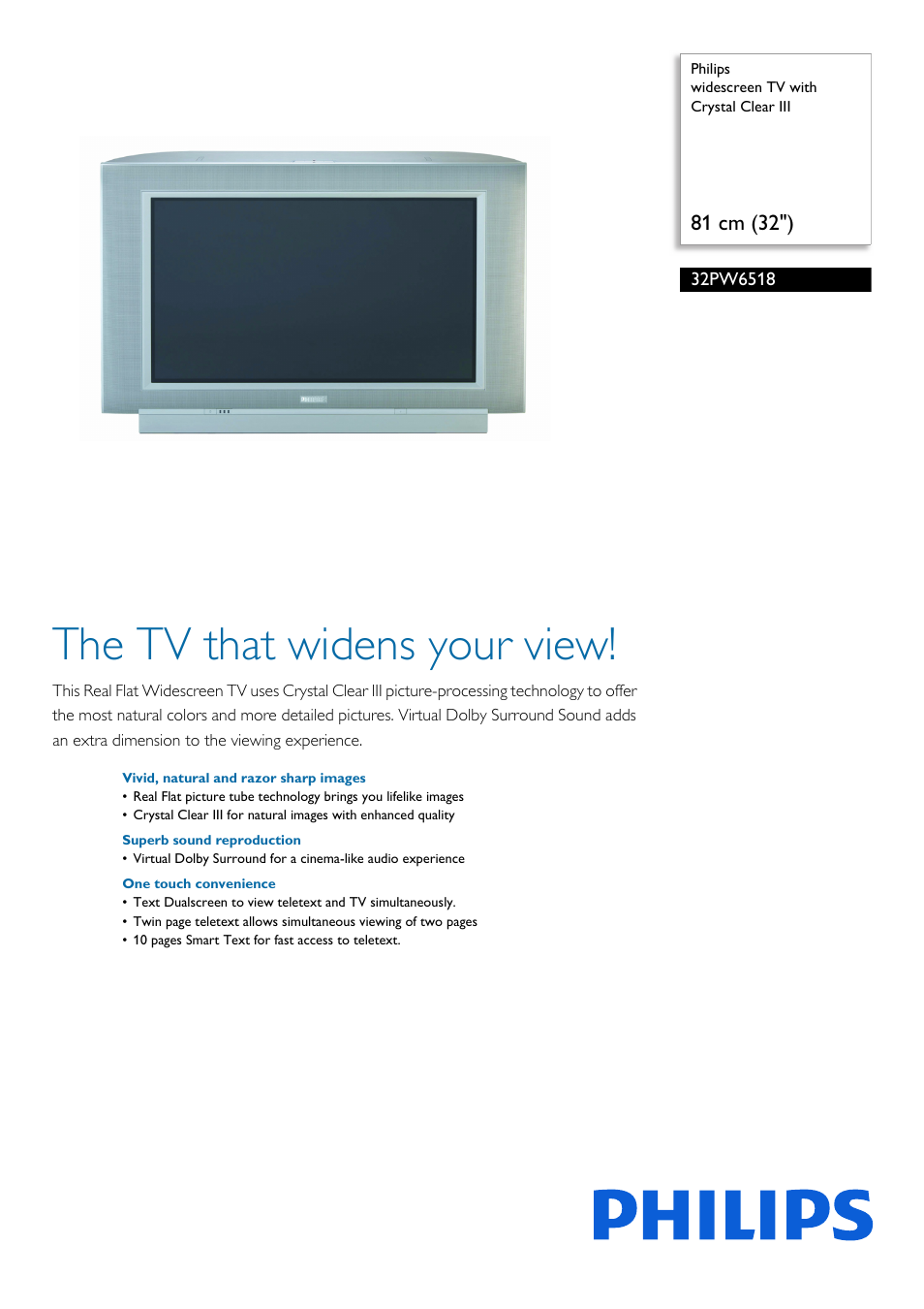 Philips Breitbild-TV User Manual | 2 pages